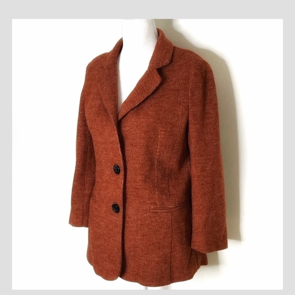 Anthropologie Cartonnier Blazer Pumpkin Spice Orange Notch Collar Button Front - Picture 1 of 13